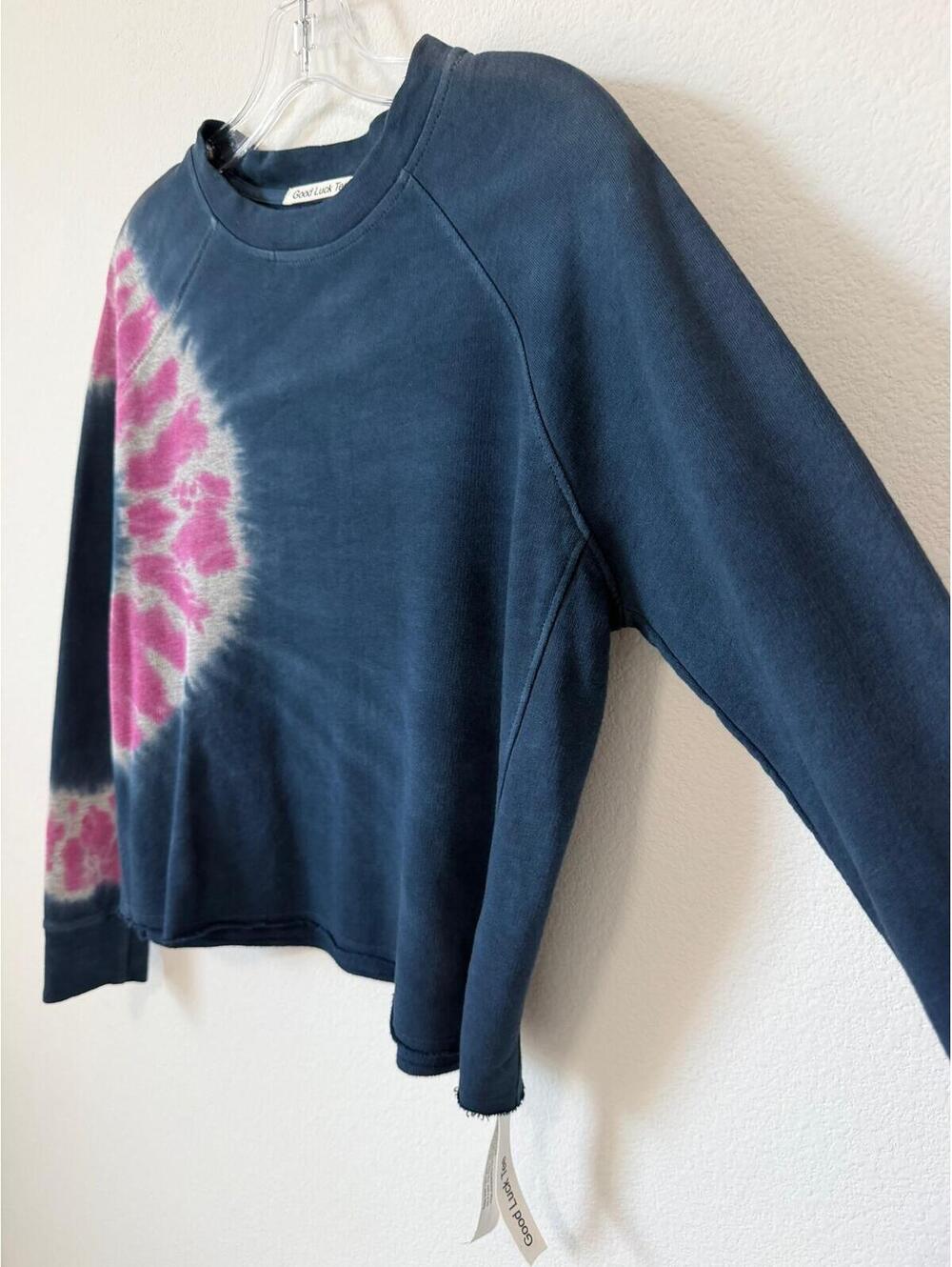 Good Luck Tee NWT Long Sleeve Crew Neck Tie Dye Shirt Women's Size S - Picture 6 of 6